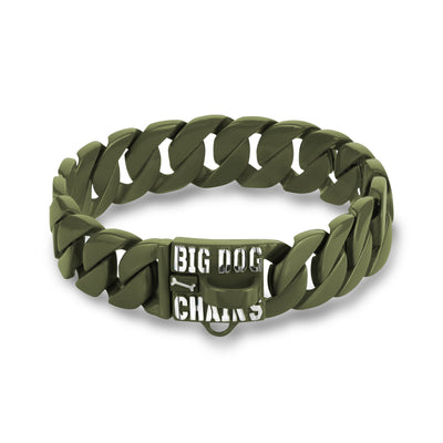 THE RAMBO DOG COLLAR GREEN ARMY - BIG DOG CHAINS